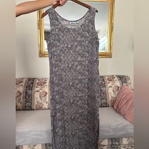 100% Silk Chico's Design Black and Gray Maxi Dress